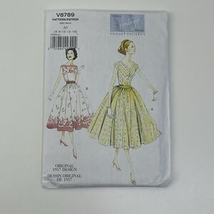Dress Cummerbund Vogue V8789 Retro Vintage 50s  Misses Pattern Uncut Size 6-14